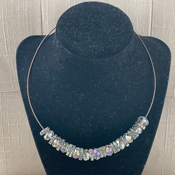 Women Necklace Choker Brown Tone Multi Clear Crystal Fashion Jewelry - Picture 10 of 10